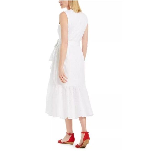 Charter Club White Eyelet Lace Dress Ruffle Hem Size 8 NEW - Picture 11 of 12